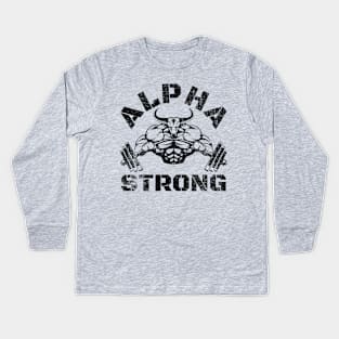 ALPHA STRONG BULL BODYBUILDING Kids Long Sleeve T-Shirt